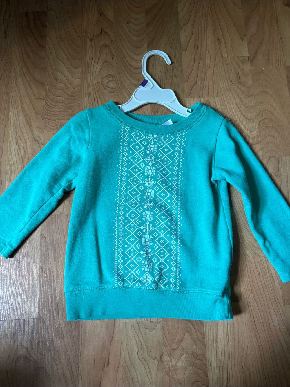 Girls' Teal Pullover Sweatshirt with Center Pattern
